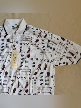 Vtg 90s FIZZARO Collection Men's AOP Golf Polo Shirt XXL Short Sleeve Cotton NWT